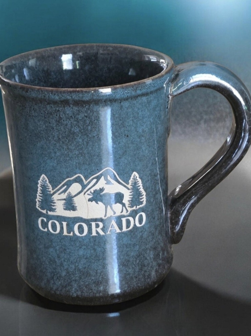 Colorado Souvenir Ceramic Coffee Mug with Moose & Mountain Design